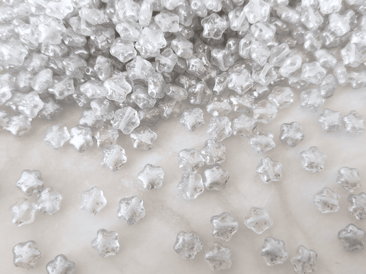 Star beads 6mm - colorless & silver