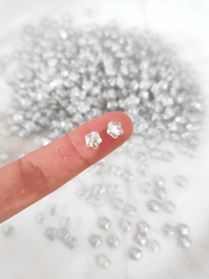 Star beads 6mm - colorless & silver