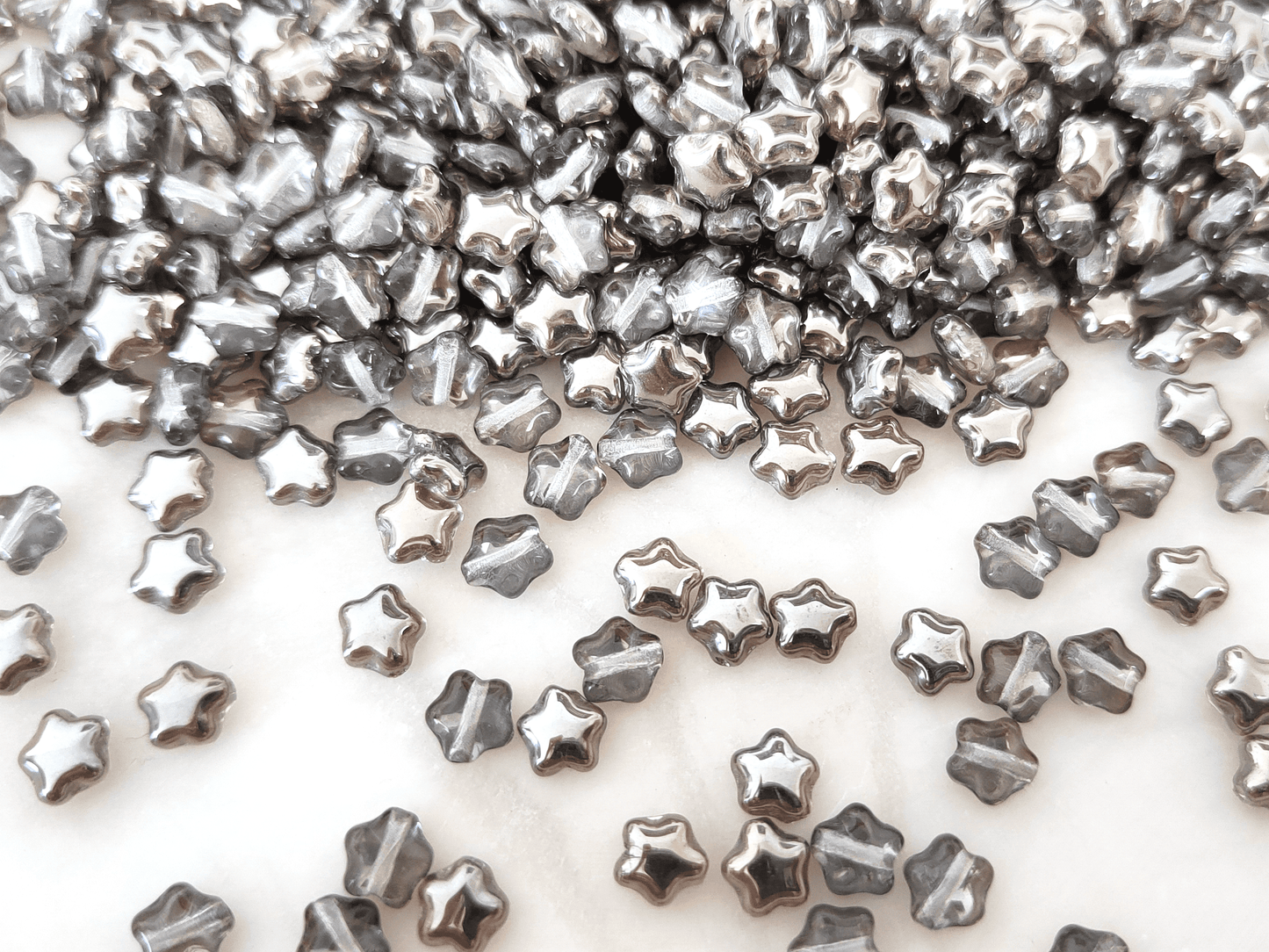 Sterne 6mm - Farblos & Gunmetal
