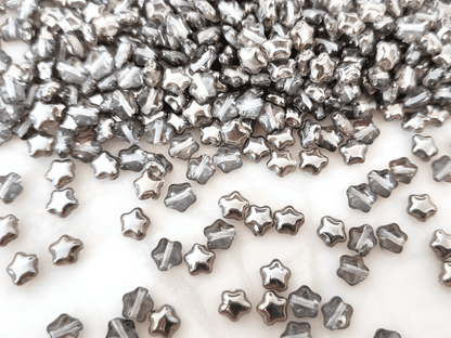 Sterne 6mm - Farblos & Gunmetal
