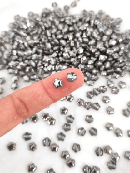 Sterne 6mm - Farblos & Gunmetal