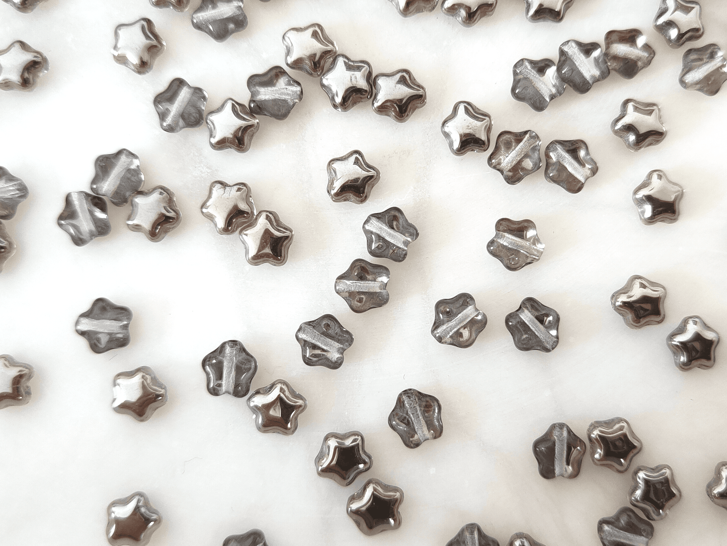 Sterne 6mm - Farblos & Gunmetal
