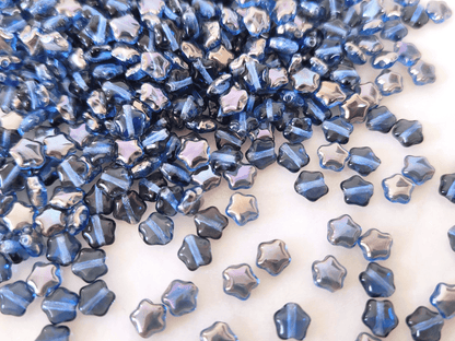 Star beads 6mm - dark blue luster