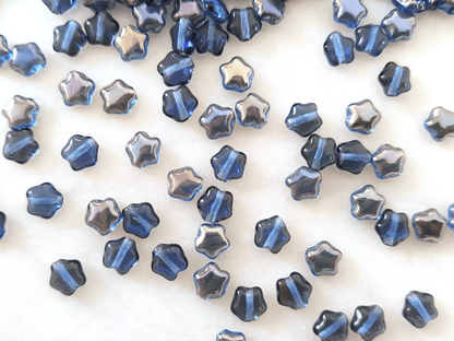 Star beads 6mm - dark blue luster