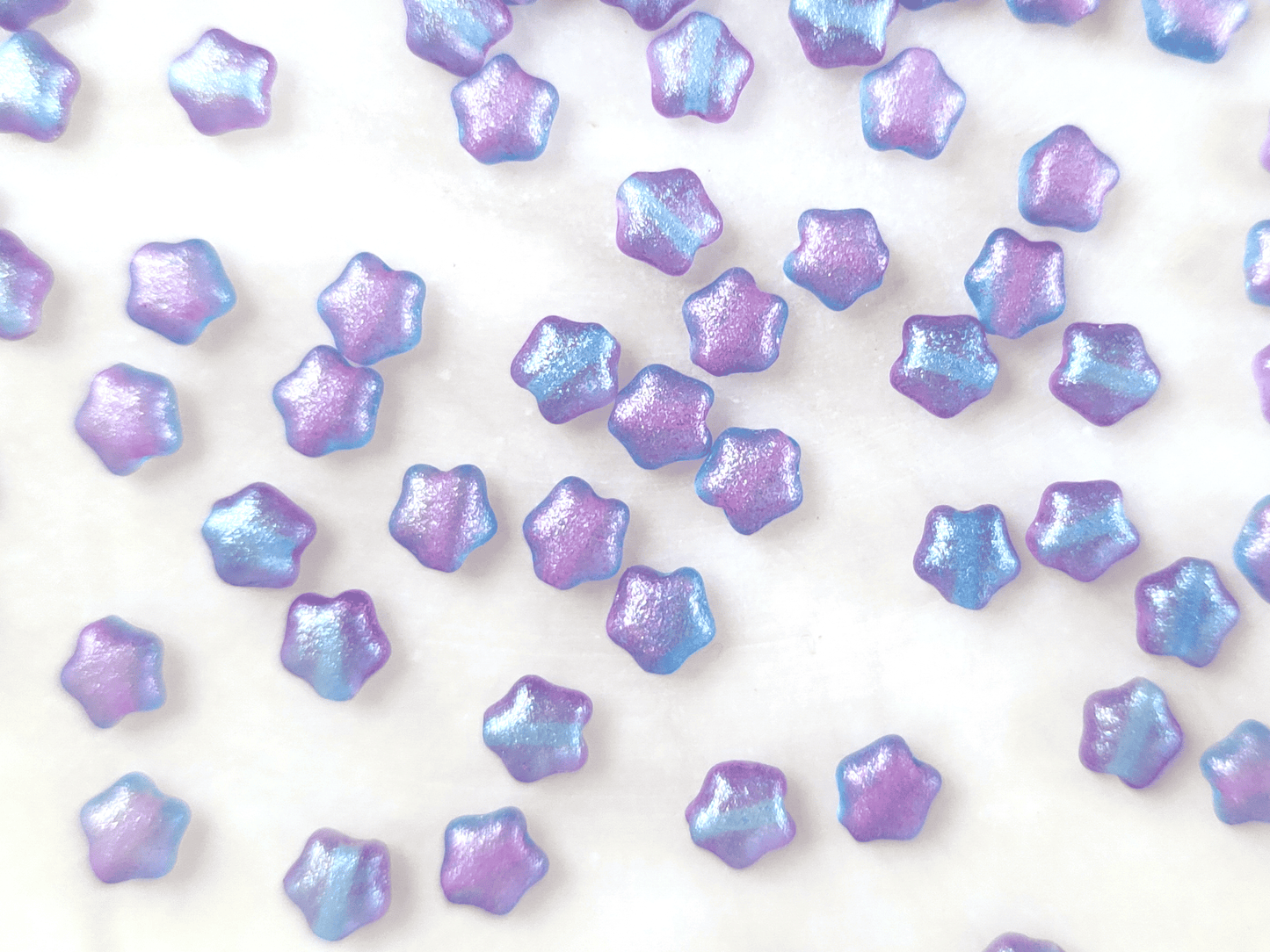 Star beads 6mm - blue & purple glitter