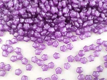 Star beads 6mm - purple glitter