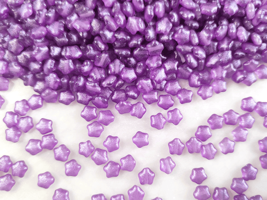 Star beads 6mm - purple glitter