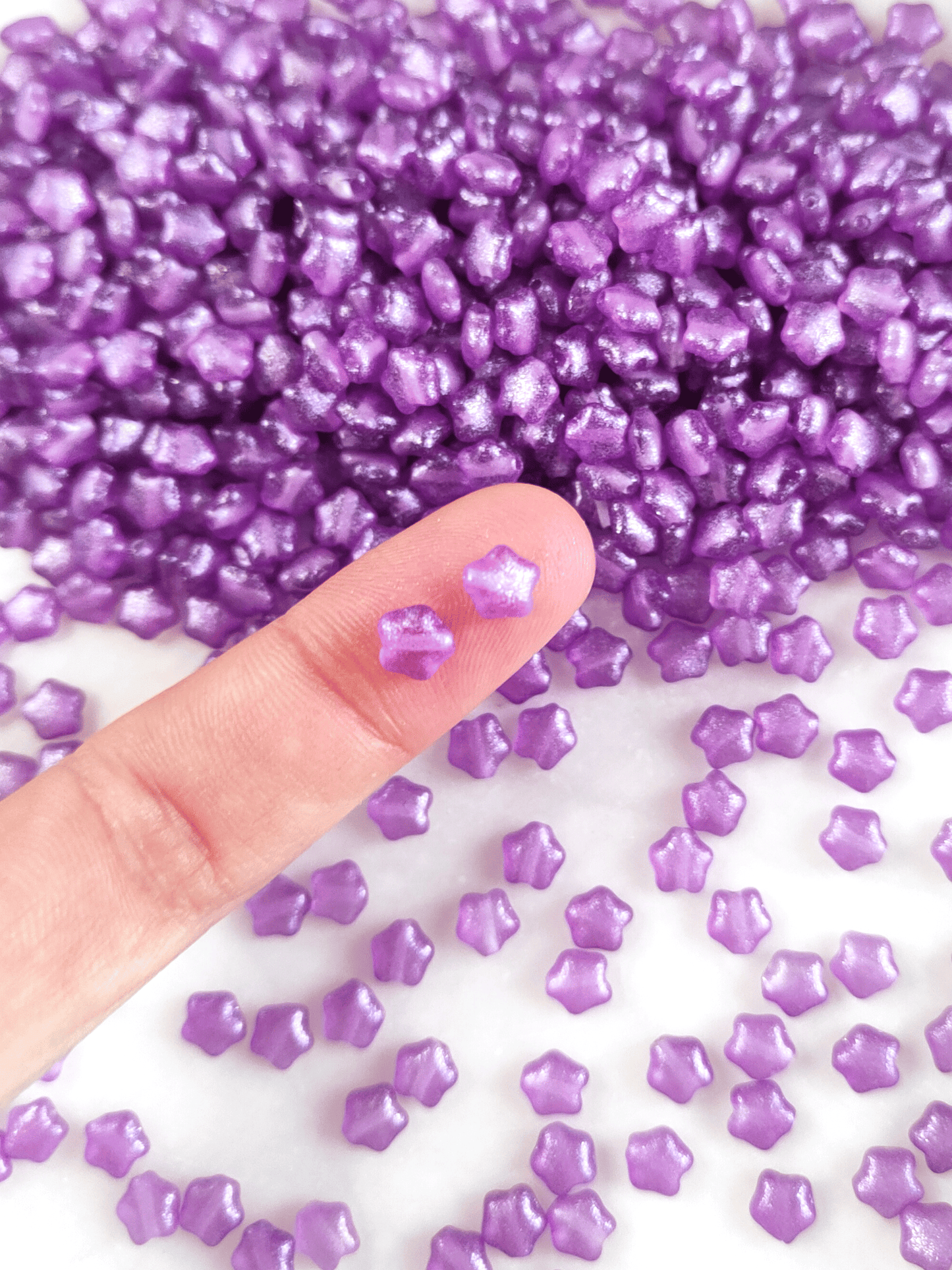 Star beads 6mm - purple glitter