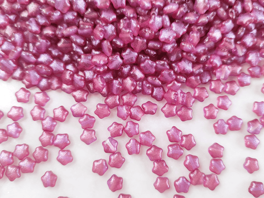 Star beads 6mm - red & purple glitter