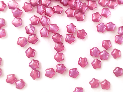 Star beads 6mm - red & purple glitter