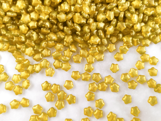 Star beads 6mm - yellow, green & gold glitter