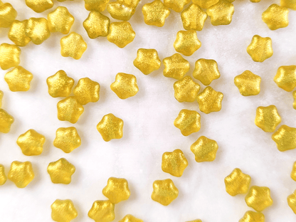 Star beads 6mm - yellow, green & gold glitter