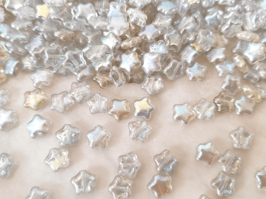 Star beads 8mm - silver iris