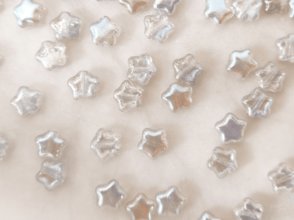 Star beads 8mm - silver iris