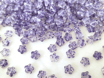 Star beads 8mm - colorless & dark purple speckles