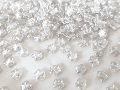 Star beads 8mm - colorless & silver speckles