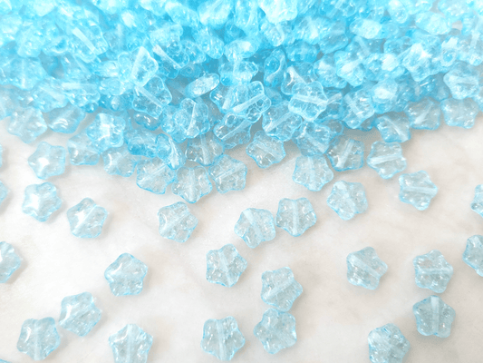 Star beads 8mm - light blue crackle