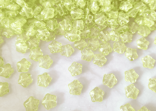 Star beads 8mm - green crackle