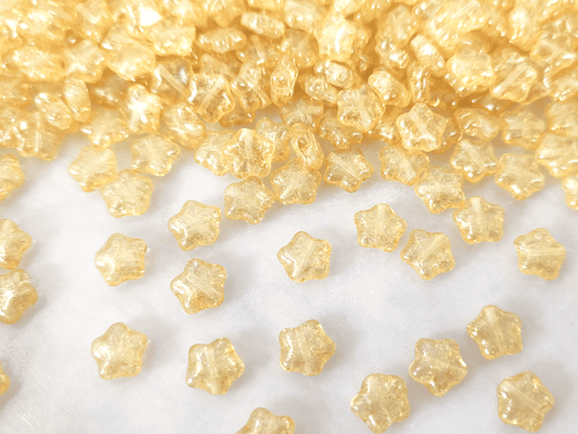 Star beads 8mm - yellow crackle