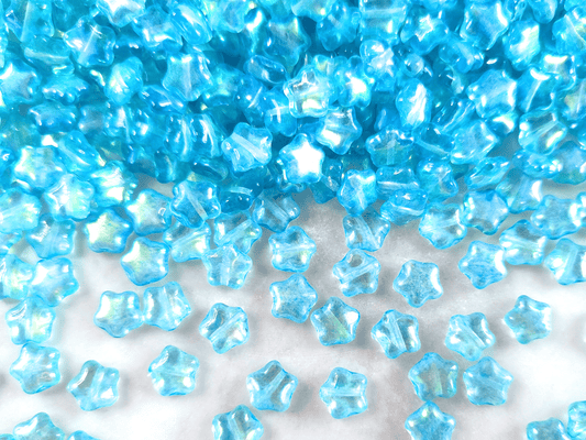 Star beads 8mm - Caribbean blue iris