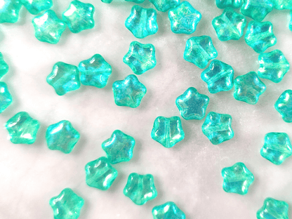Star beads 8mm - peppermint green iris