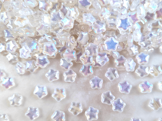 Star beads 8mm - white iris