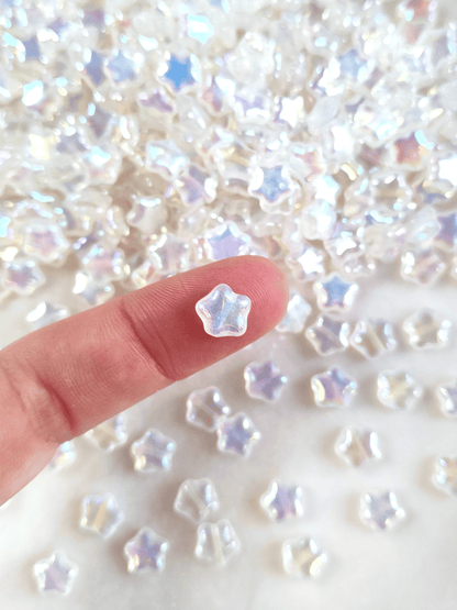 Star beads 8mm - white iris