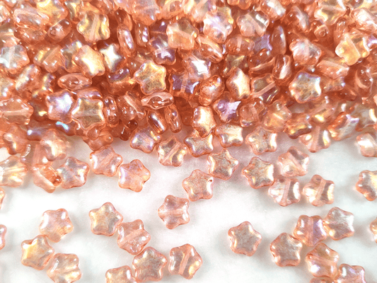 Star beads 8mm - peach orange iris