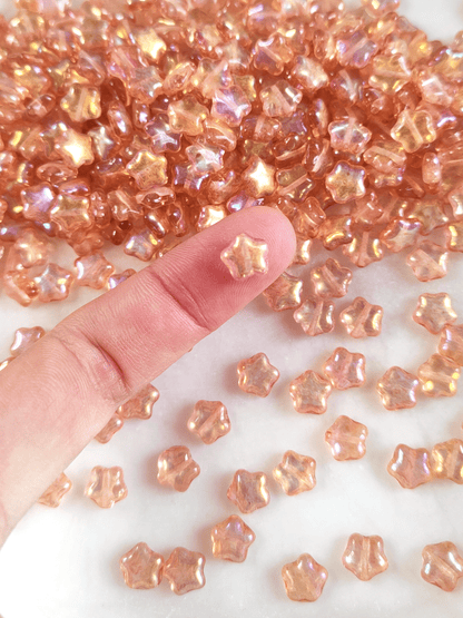 Star beads 8mm - peach orange iris