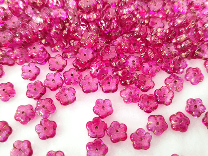 Cherry flower beads 8mm - pink & gold