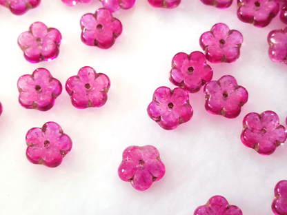 Cherry flower beads 8mm - pink & gold