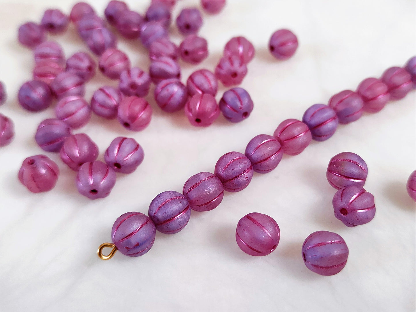 Melon beads 8mm - matt pink