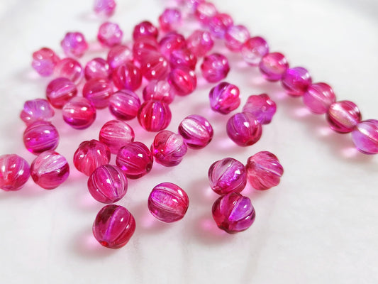 Melon beads 8mm - ombre red & pink