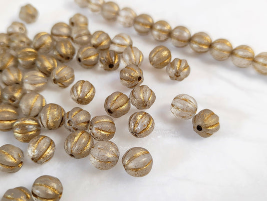 Melon beads 8mm - frosted gold
