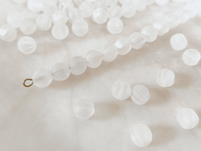 Melon beads 8mm - matt white iris