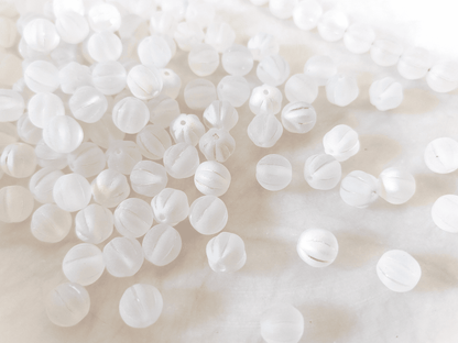Melon beads 8mm - matt white iris