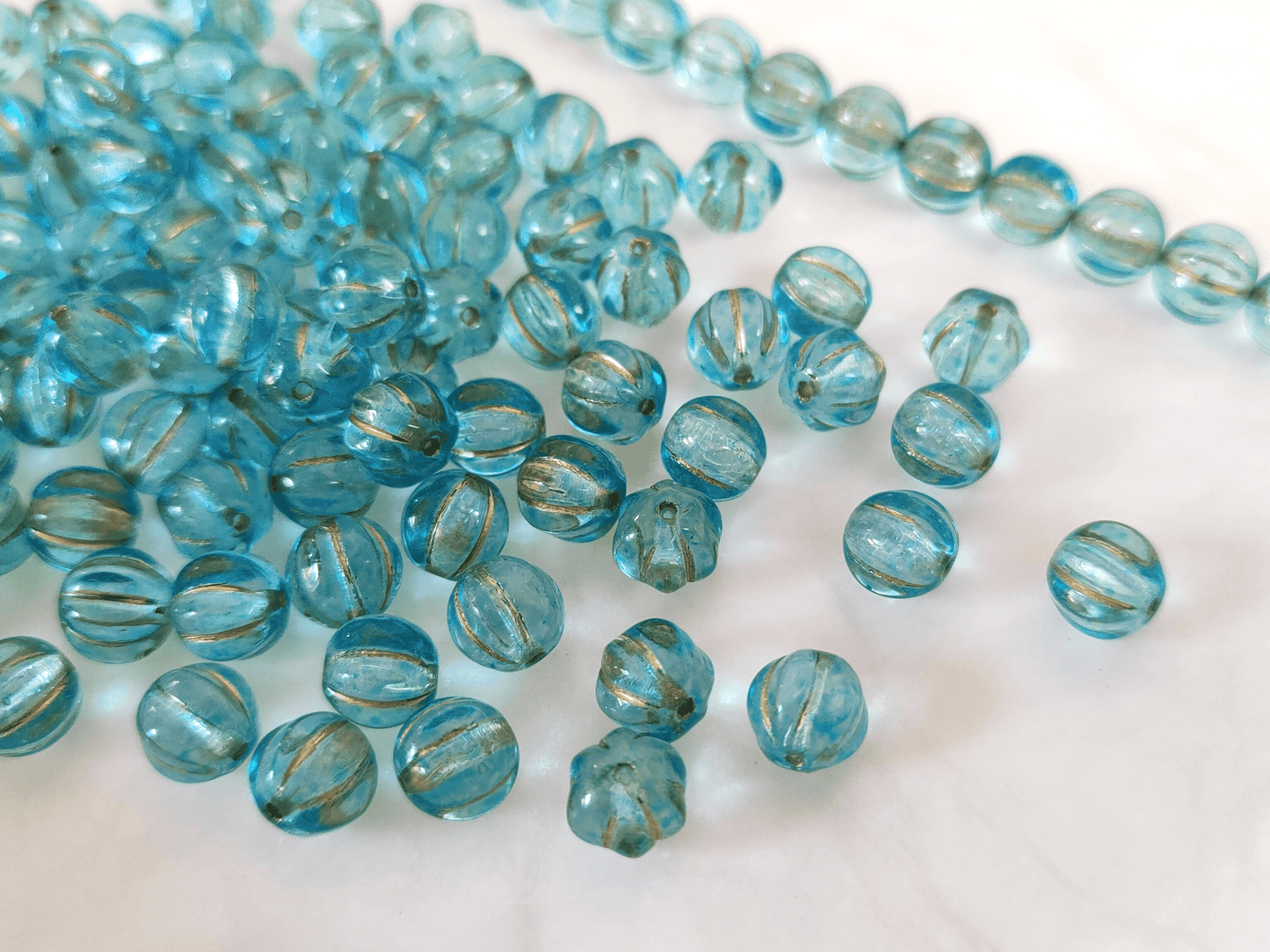 Melonen 8mm - Blau & Gold