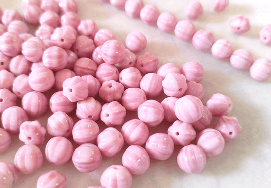 Melon beads 8mm - pastel pink striped