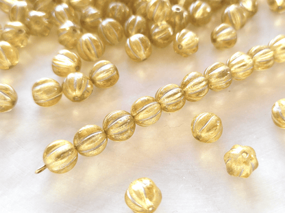 Melon beads 8mm - gold & silver