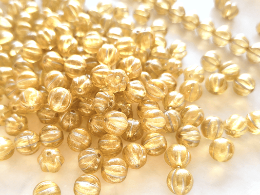 Melon beads 8mm - gold & silver