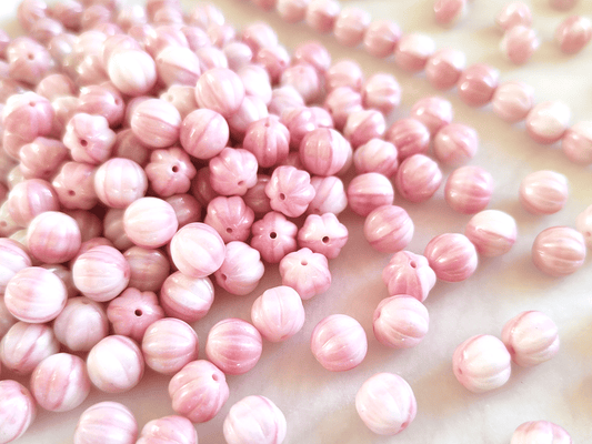 Melon beads 8mm - ombre white & light pink