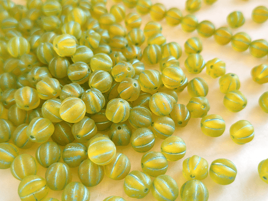 Melon beads 8mm - matt apple green