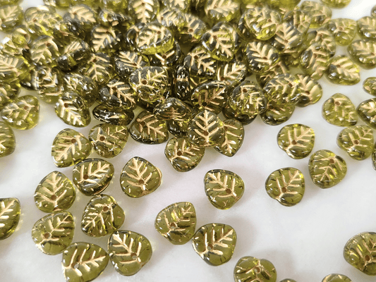 Lindenblätter 9mm - Grasgrün & Gold