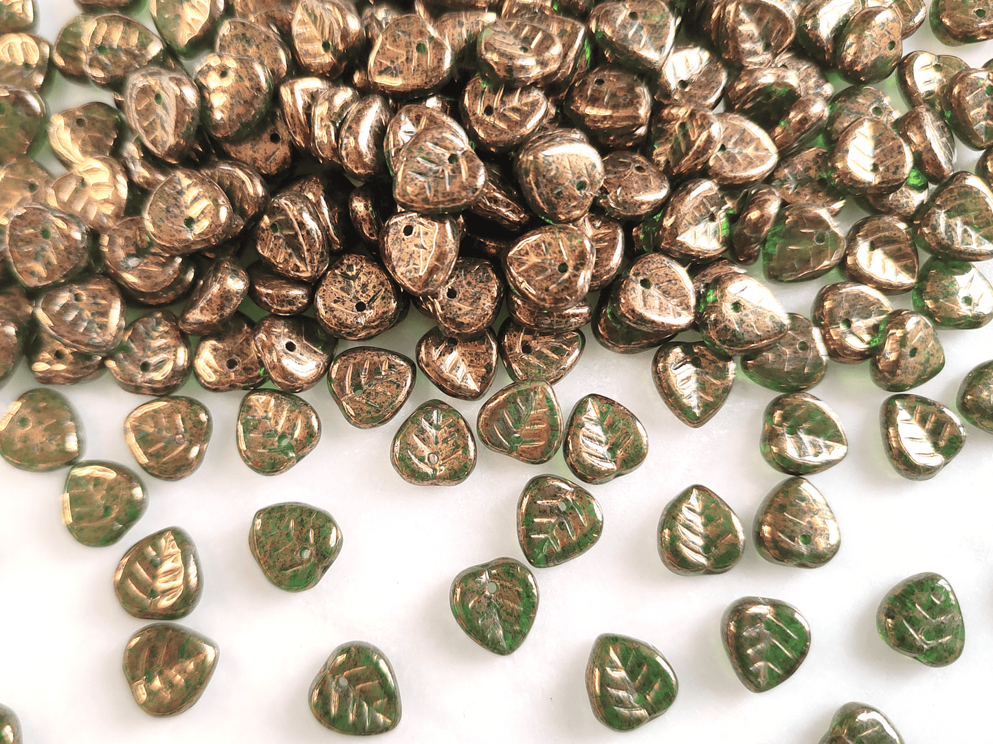 Linden leaf beads 9mm - bronze