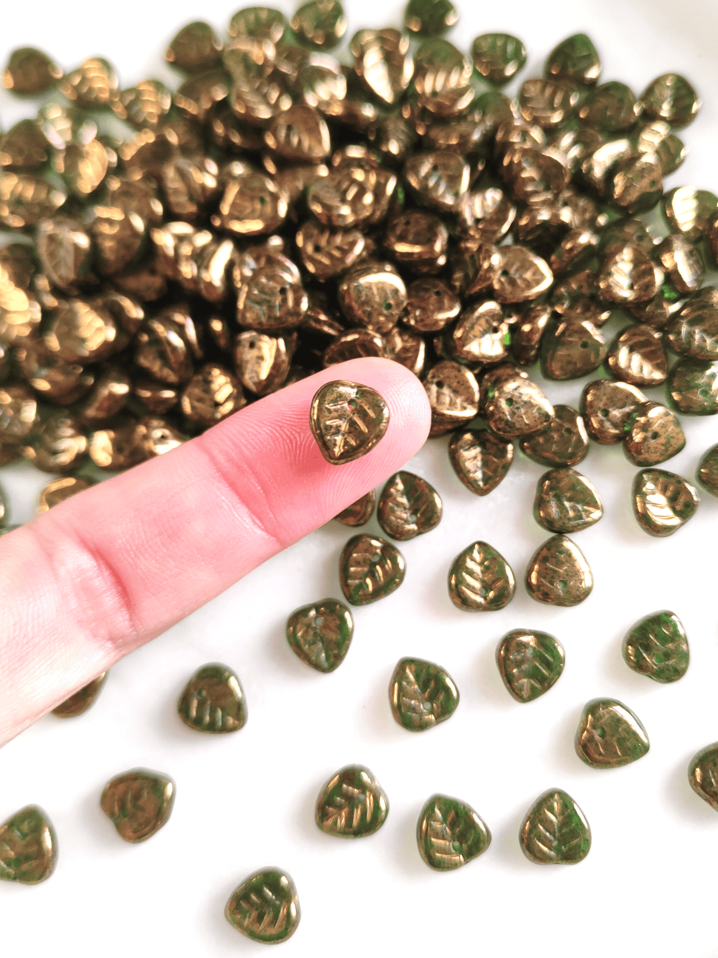 Linden leaf beads 9mm - bronze