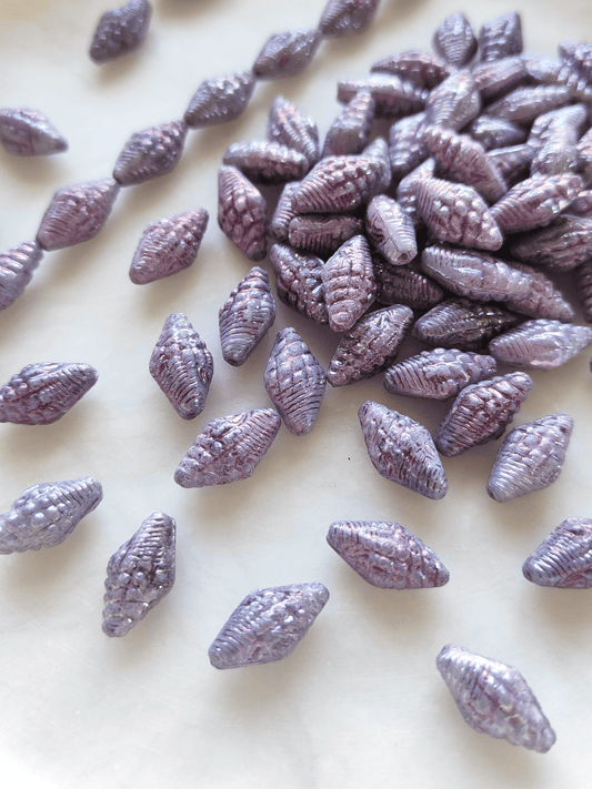 Miter shell beads 16x8mm - dusty purple