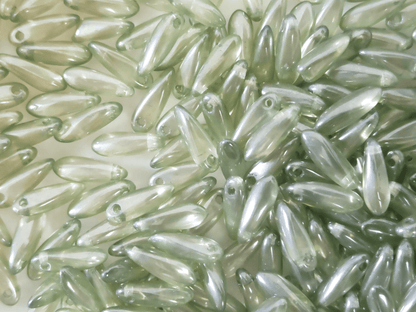 Dagger beads 3x11mm - sage green shimmer