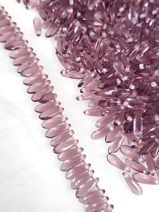 Dagger beads 3x11mm - muted purple
