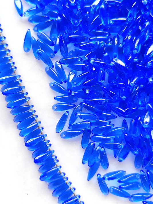 Dagger beads 3x11mm - royal blue
