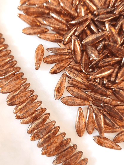 Dagger beads 5x16mm - brown & bronze